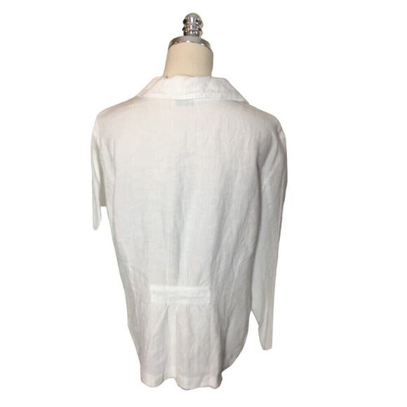 Russ Berens Size Extra Large Top White Long Sleeve Lagenlook Minimalist Linen - Picture 4 of 6